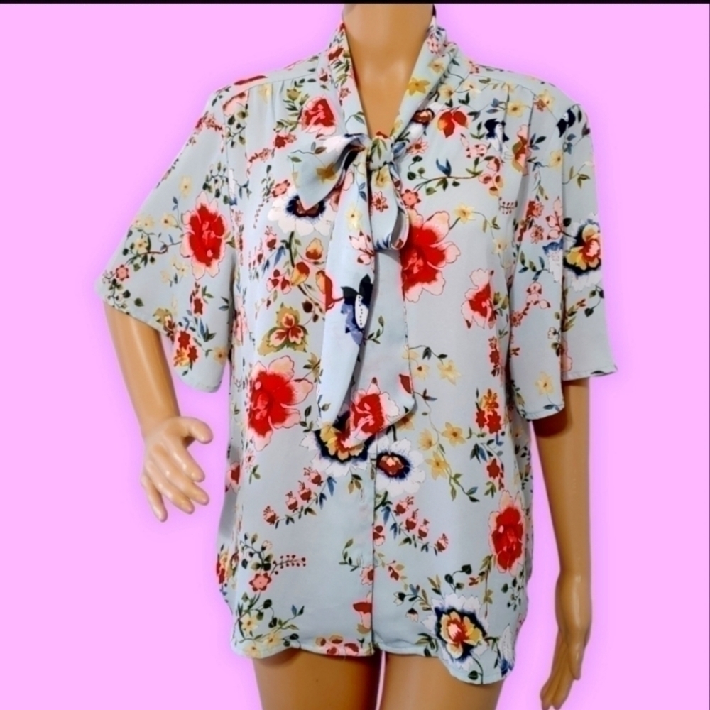 Rachel Zoe Neck Tie Floral Blouse